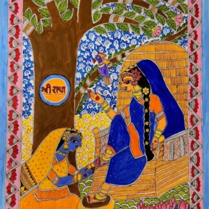 Radha Gopi — Original Madhubani Bharni Painting