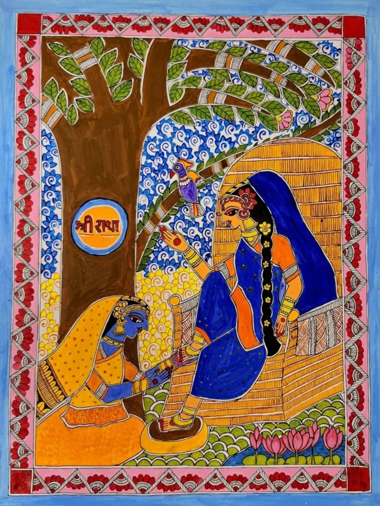 Radha Gopi — Original Madhubani Bharni Painting