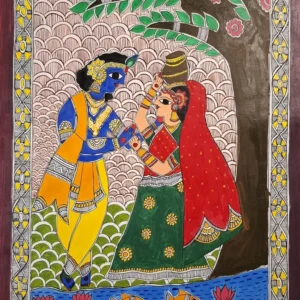 Radha Krishna Madhubani Painting — Original Handmade Art