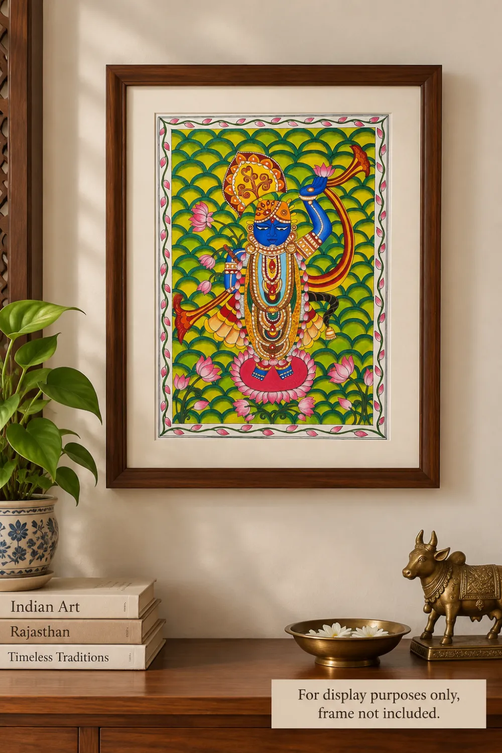 Original Pichhwai Painting styled display, frame not included